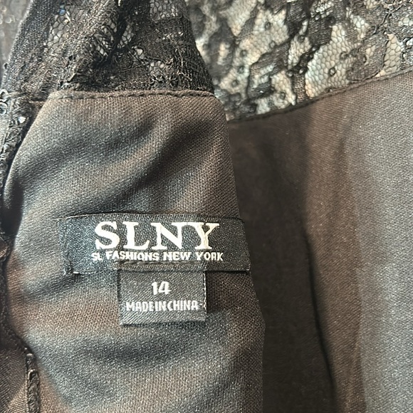 S.L.N.Y Fashions Women's Midi Length Sequin Lace Fit n Flare Dress plus 14 black - Picture 7 of 9